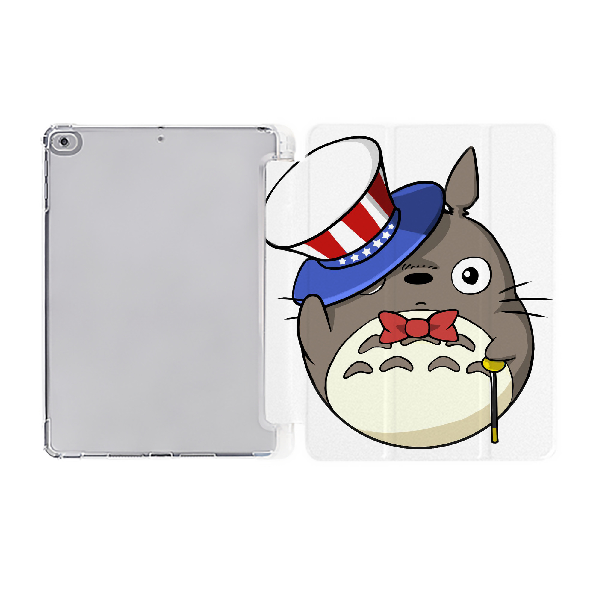 （画像用） となりのトトロ 草壁メイ 草壁サツキ My Neighbor Totoro Satsuki Kusakabe Mei Kusakabe IPad ケース ペン収納付き 三つ折りスタンド PUレザー×シリコン 対応機種9.5/10.5/10.9インチ
